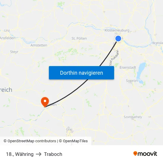 18., Währing to Traboch map