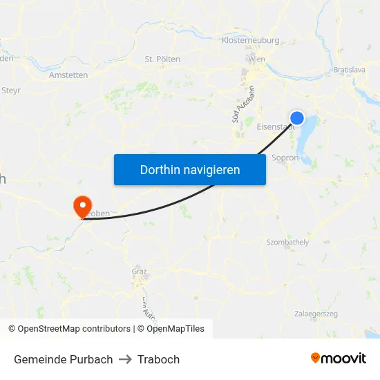 Gemeinde Purbach to Traboch map