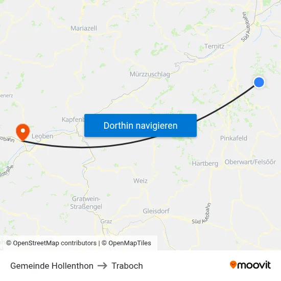Gemeinde Hollenthon to Traboch map