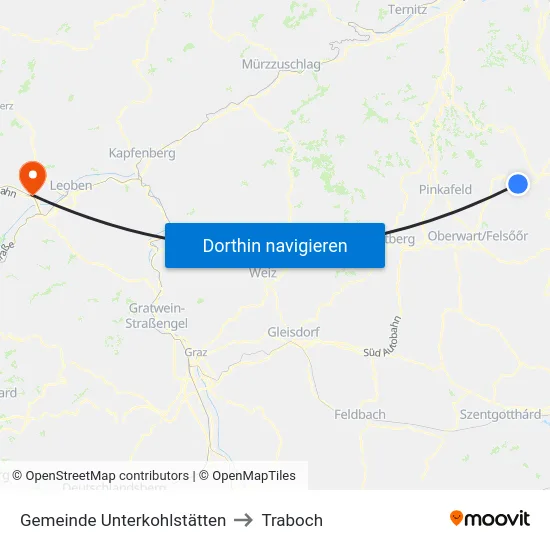 Gemeinde Unterkohlstätten to Traboch map