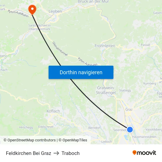 Feldkirchen Bei Graz to Traboch map