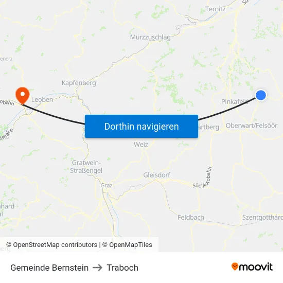 Gemeinde Bernstein to Traboch map