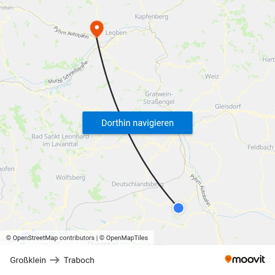 Großklein to Traboch map