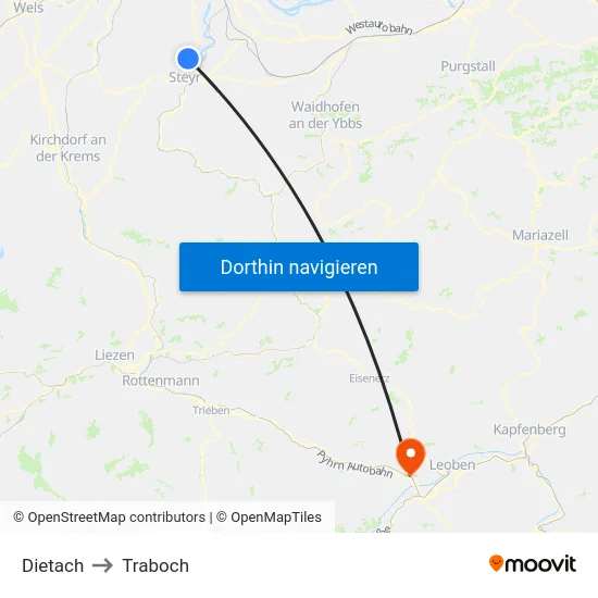 Dietach to Traboch map