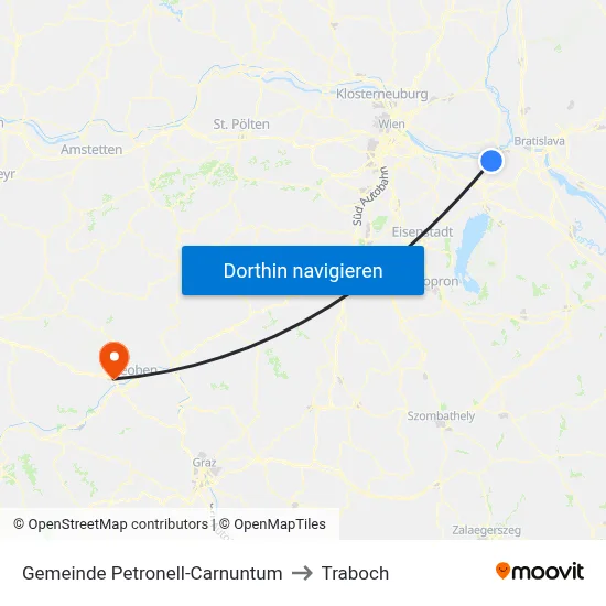 Gemeinde Petronell-Carnuntum to Traboch map