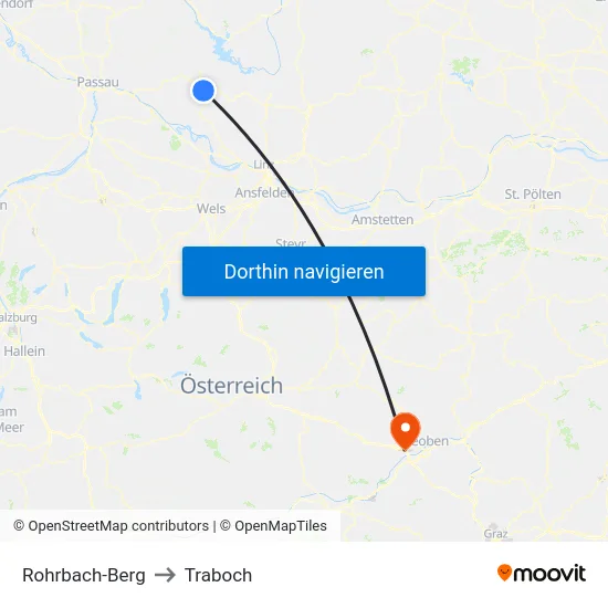 Rohrbach-Berg to Traboch map