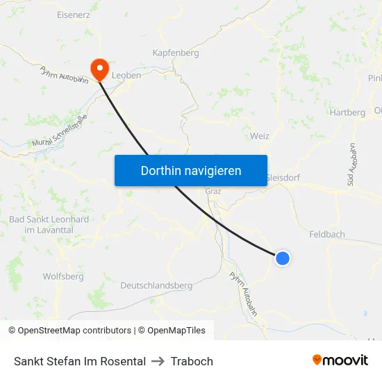 Sankt Stefan Im Rosental to Traboch map