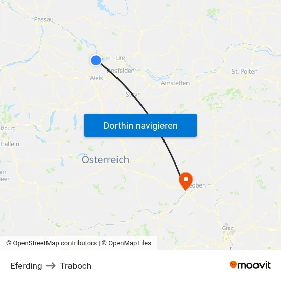 Eferding to Traboch map