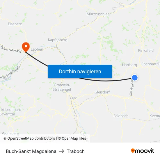 Buch-Sankt Magdalena to Traboch map