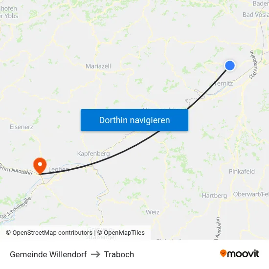 Gemeinde Willendorf to Traboch map