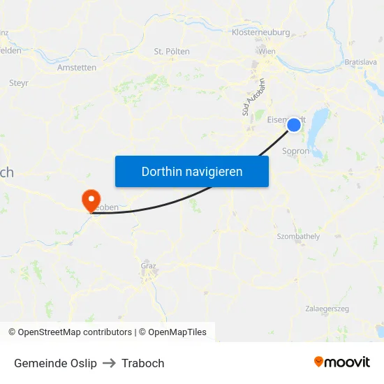 Gemeinde Oslip to Traboch map