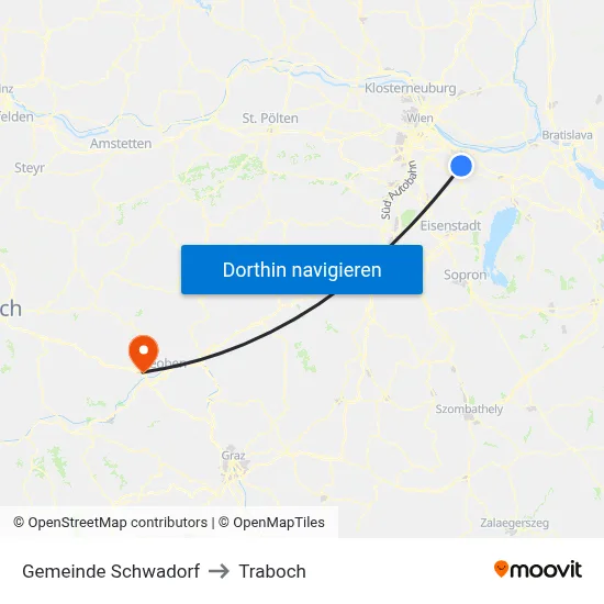 Gemeinde Schwadorf to Traboch map
