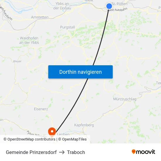 Gemeinde Prinzersdorf to Traboch map