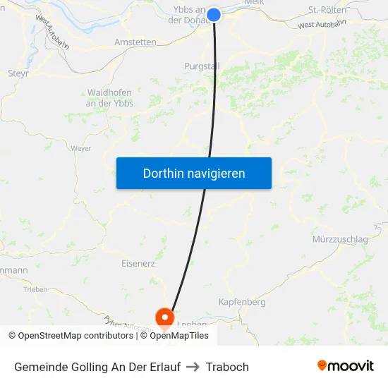 Gemeinde Golling An Der Erlauf to Traboch map