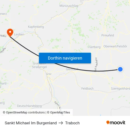 Sankt Michael Im Burgenland to Traboch map