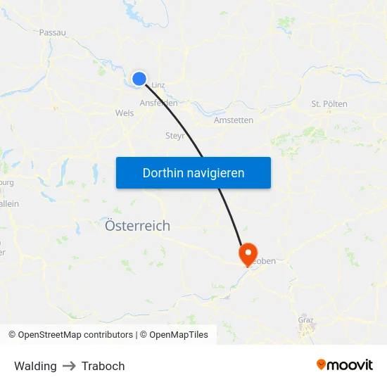 Walding to Traboch map