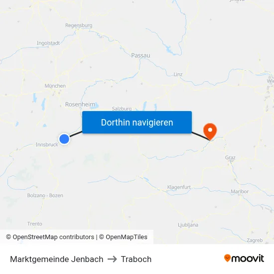 Marktgemeinde Jenbach to Traboch map