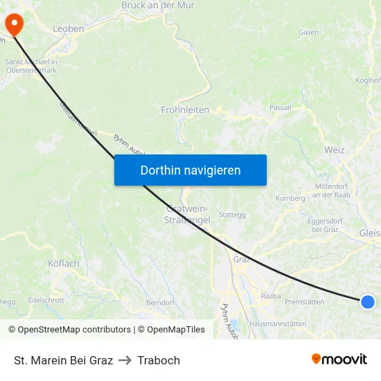 St. Marein Bei Graz to Traboch map