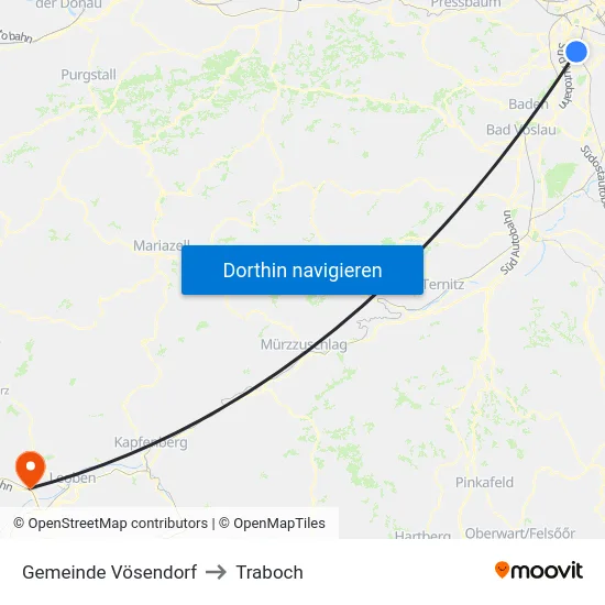 Gemeinde Vösendorf to Traboch map