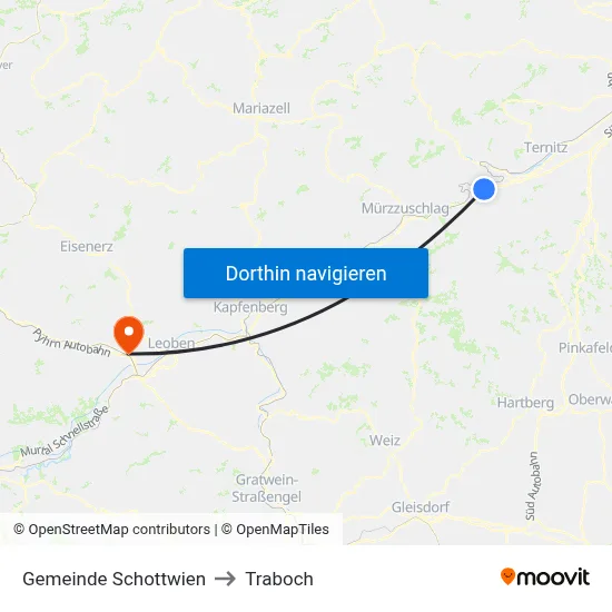 Gemeinde Schottwien to Traboch map