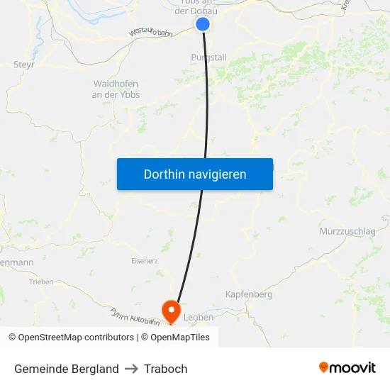 Gemeinde Bergland to Traboch map