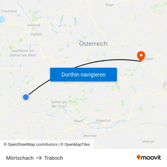 Mörtschach to Traboch map