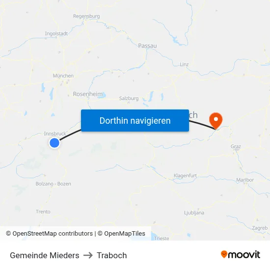 Gemeinde Mieders to Traboch map