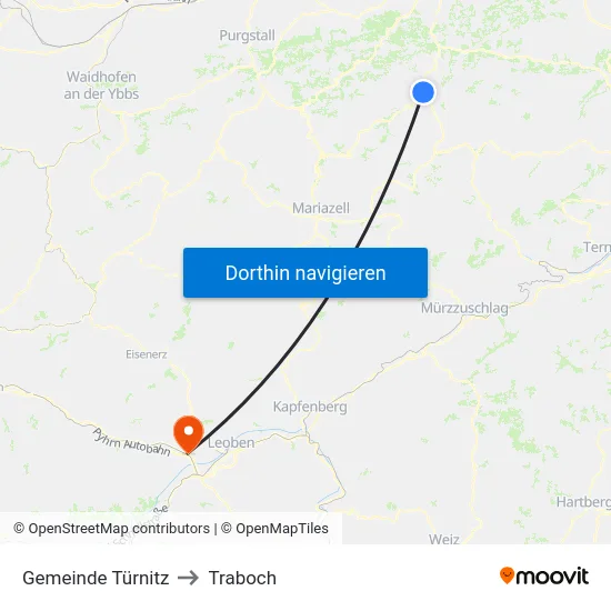 Gemeinde Türnitz to Traboch map