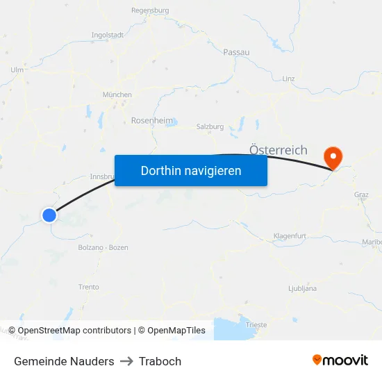 Gemeinde Nauders to Traboch map