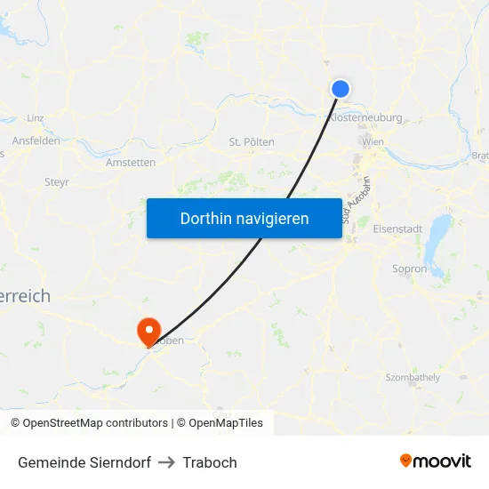Gemeinde Sierndorf to Traboch map