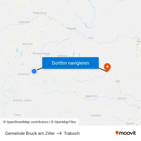 Gemeinde Bruck am Ziller to Traboch map