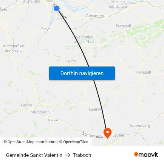 Gemeinde Sankt Valentin to Traboch map
