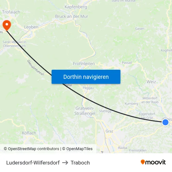 Ludersdorf-Wilfersdorf to Traboch map