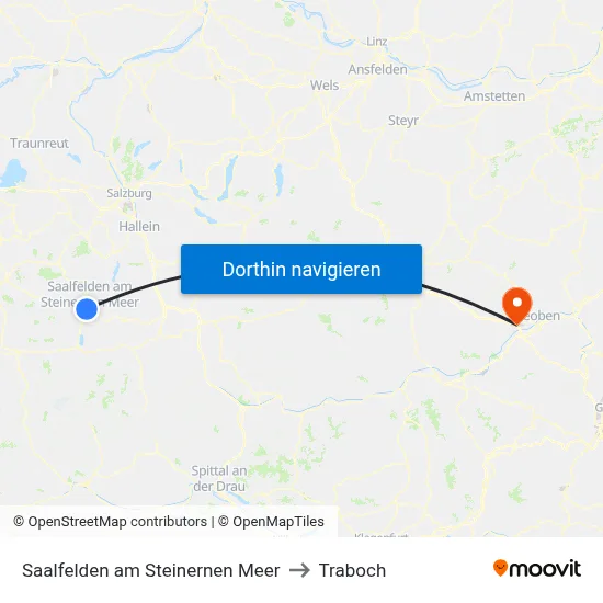Saalfelden am Steinernen Meer to Traboch map