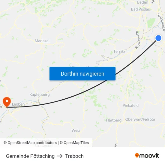 Gemeinde Pöttsching to Traboch map