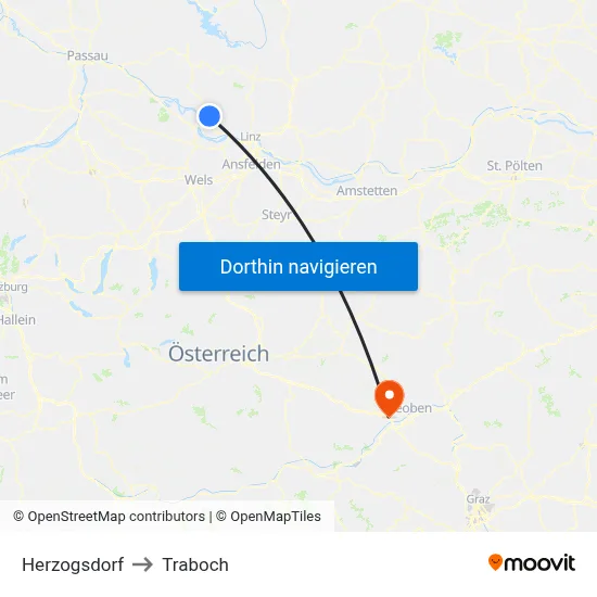 Herzogsdorf to Traboch map