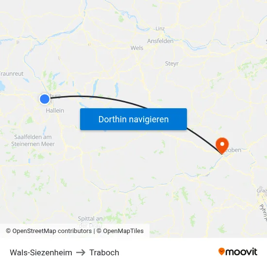 Wals-Siezenheim to Traboch map
