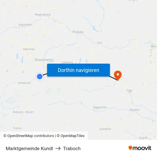 Marktgemeinde Kundl to Traboch map