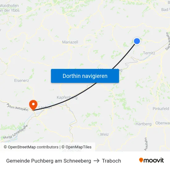 Gemeinde Puchberg am Schneeberg to Traboch map