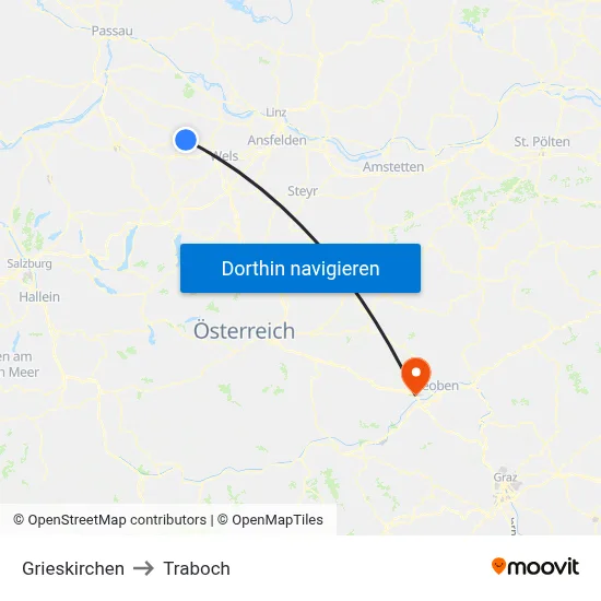 Grieskirchen to Traboch map