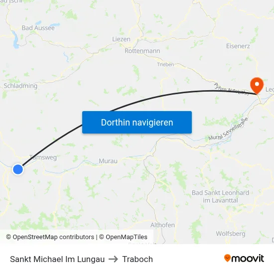Sankt Michael Im Lungau to Traboch map