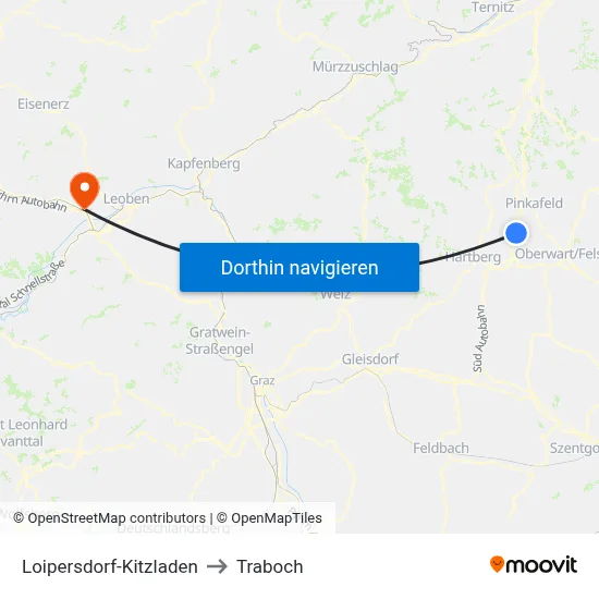 Loipersdorf-Kitzladen to Traboch map