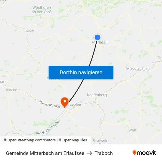 Gemeinde Mitterbach am Erlaufsee to Traboch map