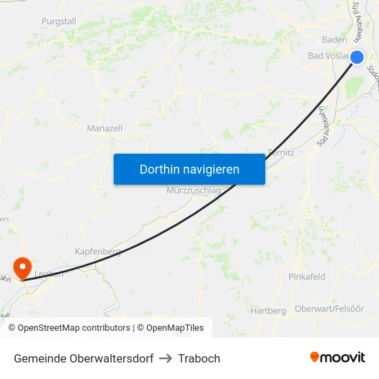 Gemeinde Oberwaltersdorf to Traboch map
