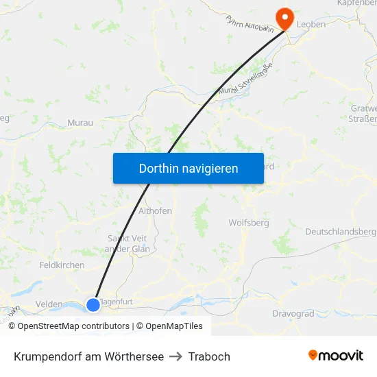 Krumpendorf am Wörthersee to Traboch map