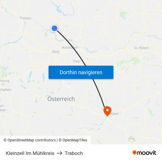 Kleinzell Im Mühlkreis to Traboch map
