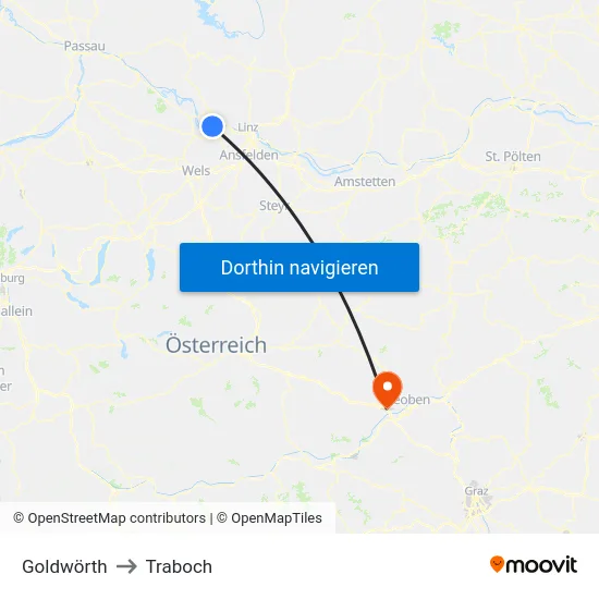 Goldwörth to Traboch map