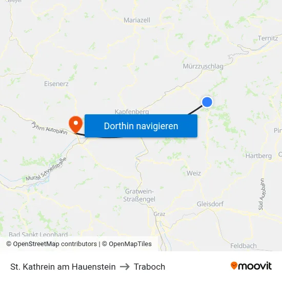 St. Kathrein am Hauenstein to Traboch map