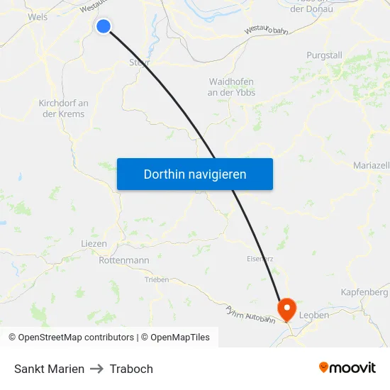 Sankt Marien to Traboch map