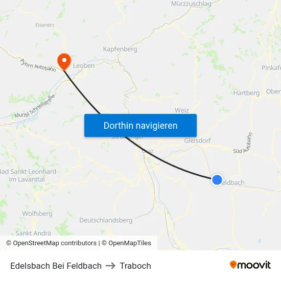 Edelsbach Bei Feldbach to Traboch map